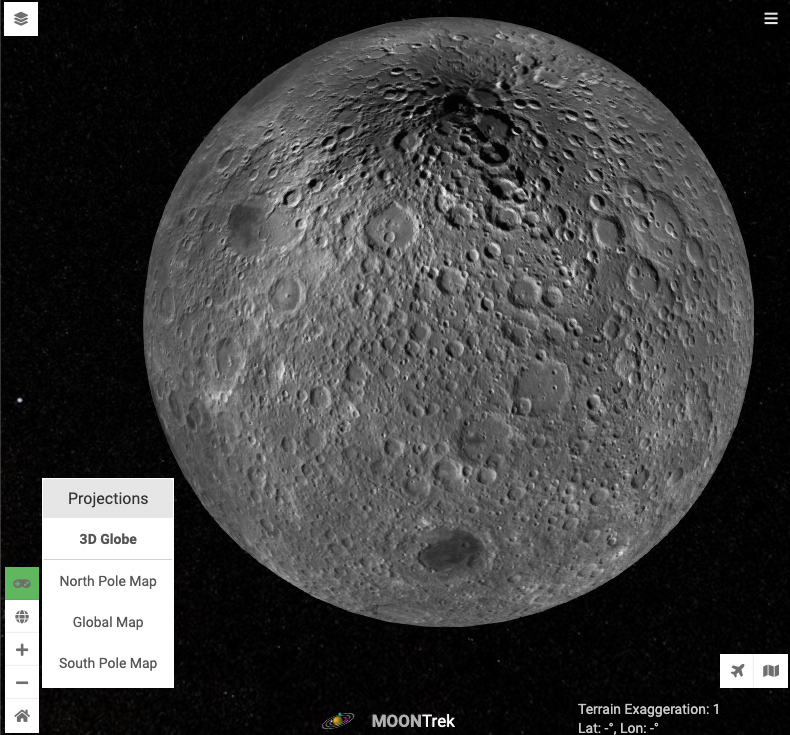 Screenshot of moon trek application