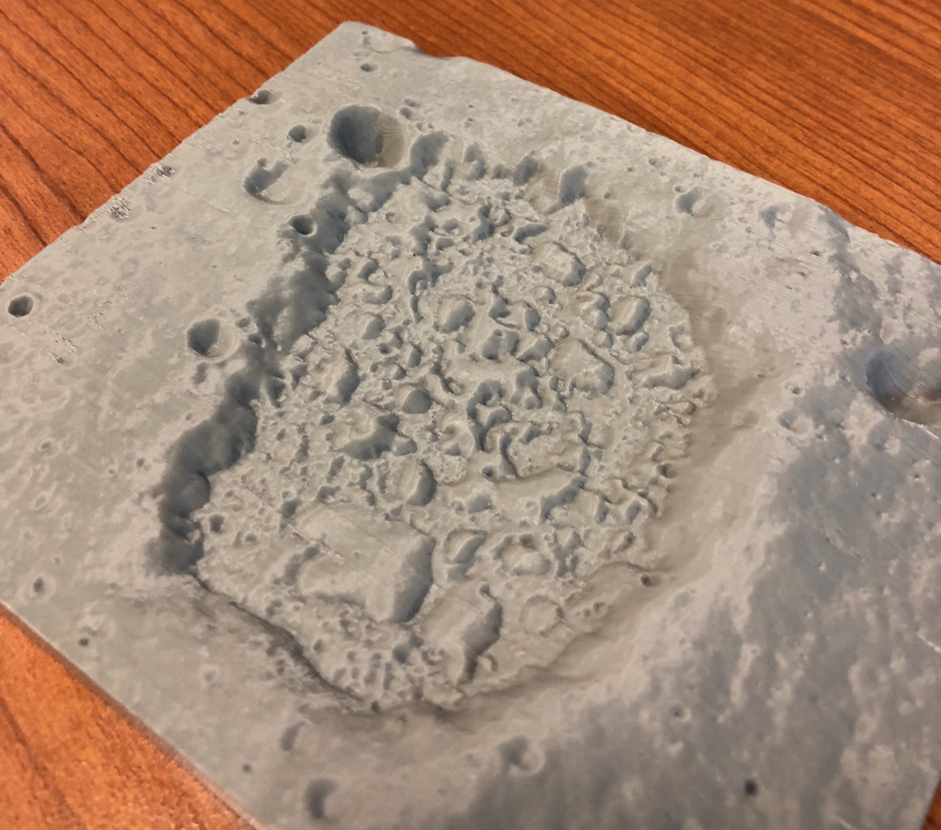 Photo of a 3D printed model of volcanic landform on the Moon