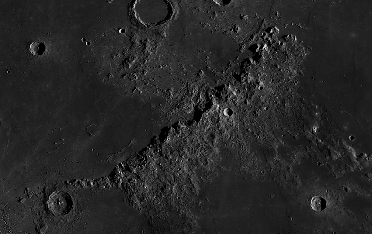 Photo of jagged Moon surface