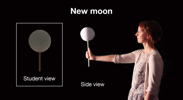 Person holding model of Moon