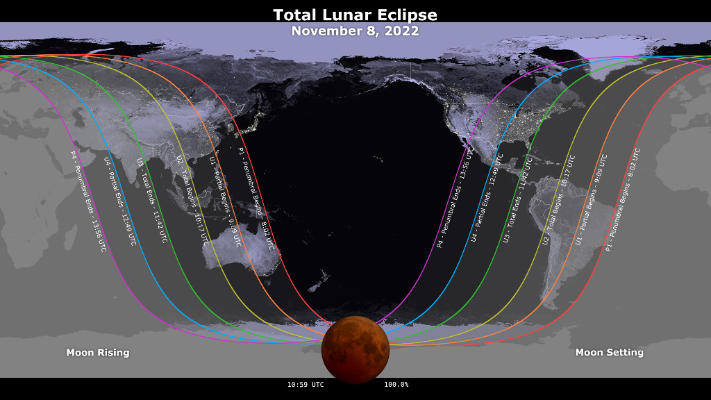 November 8 2022 Lunar Eclipse Visibility Map