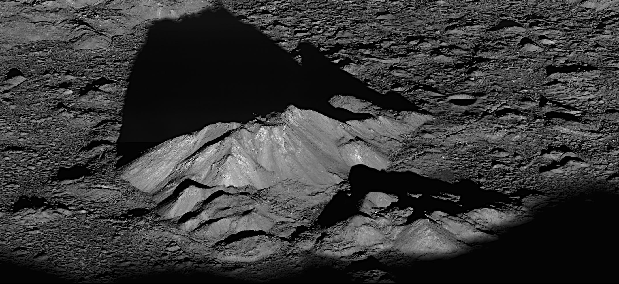 Color image of mountain on the Moon.