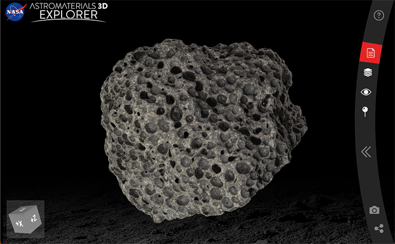 screen view showing closeup of a Moon rock