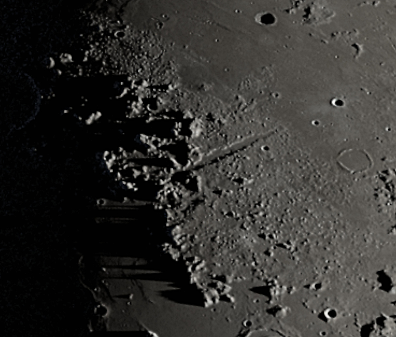 Photo of jagged Moon surface