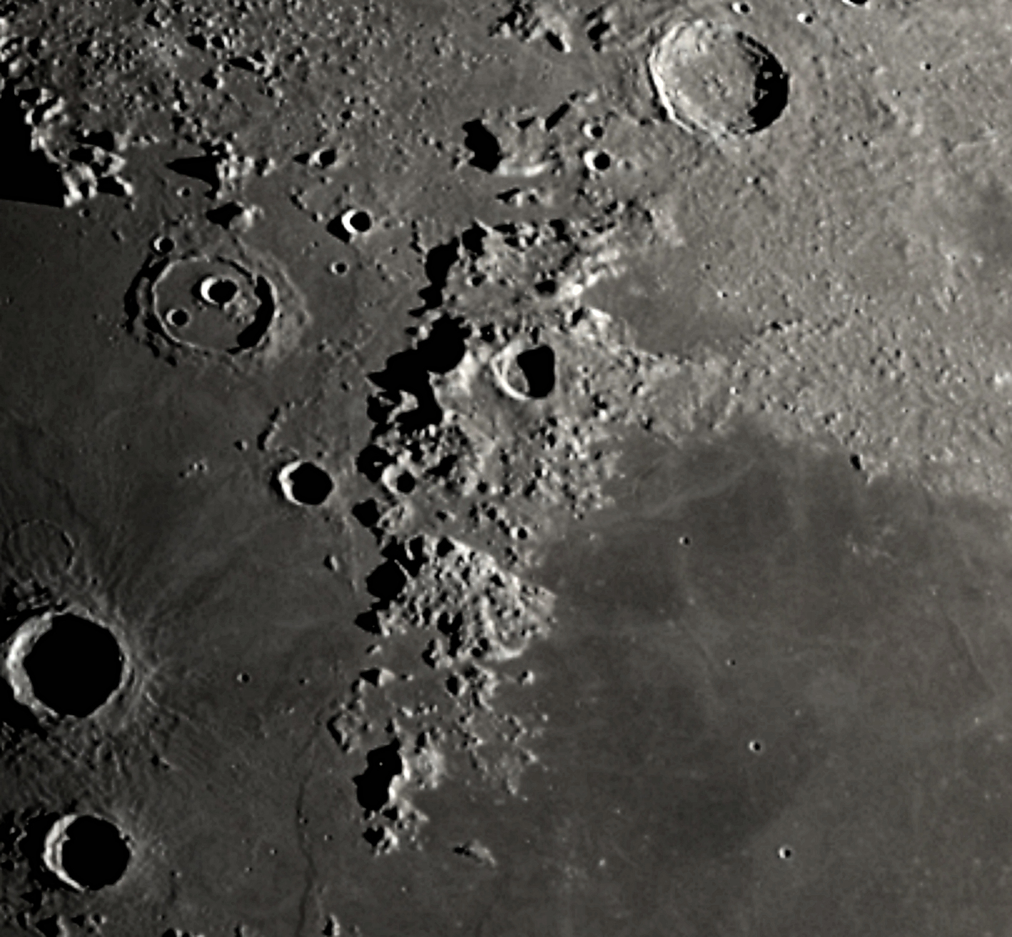 Photo of jagged Moon surface