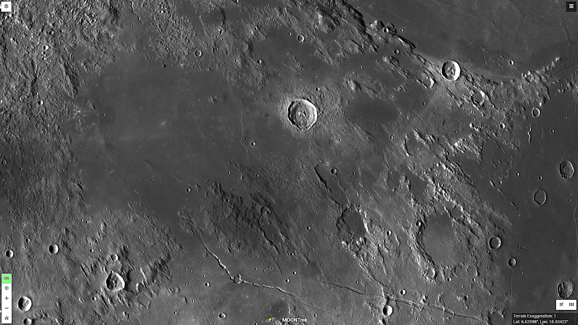 Photo of jagged Moon surface