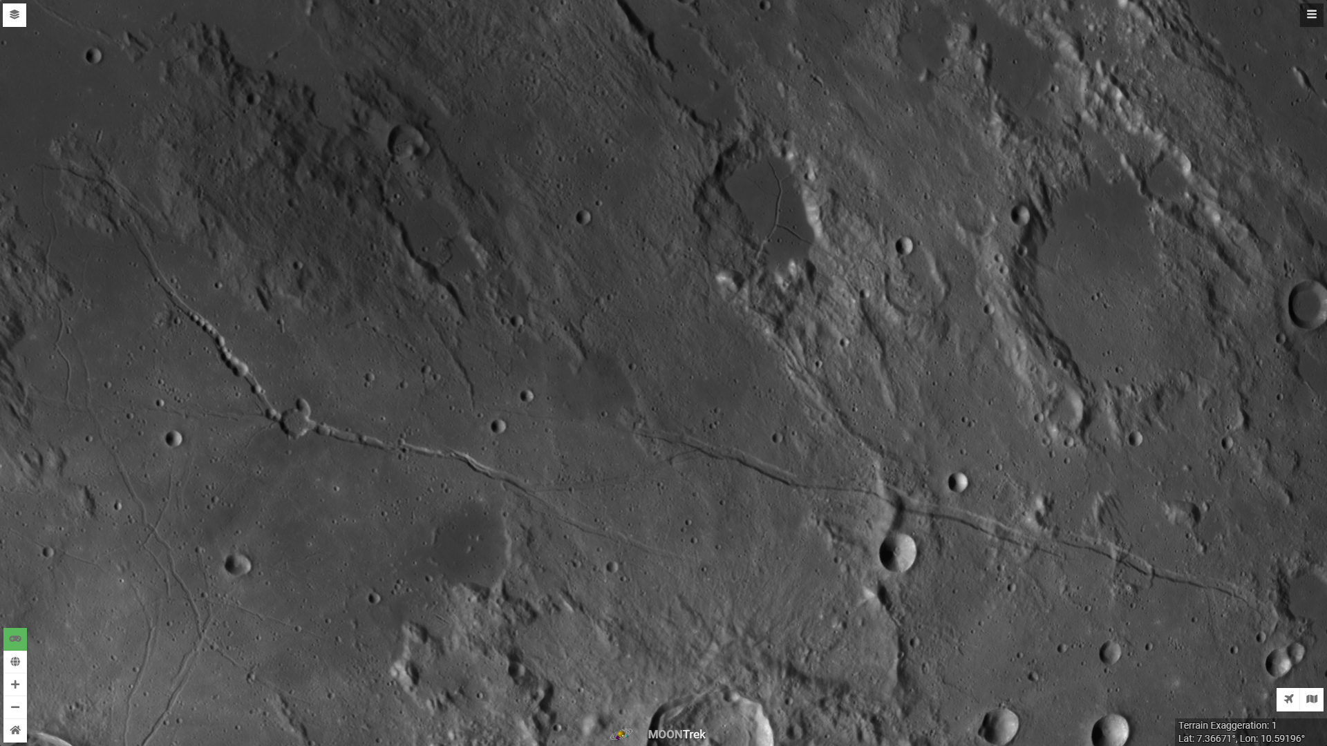 Photo of jagged Moon surface