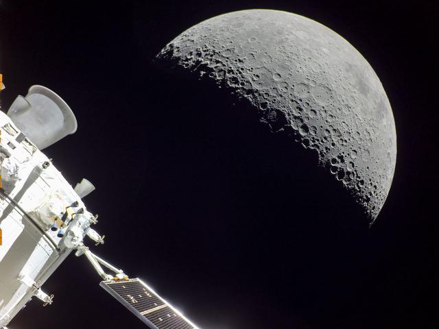 Spacecraft with Moon in background