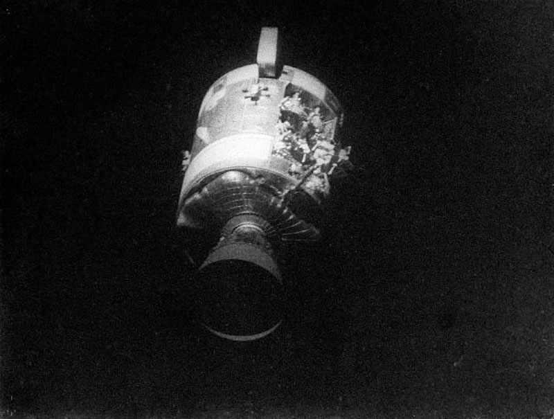 spacecraft with visible damage to its structure 