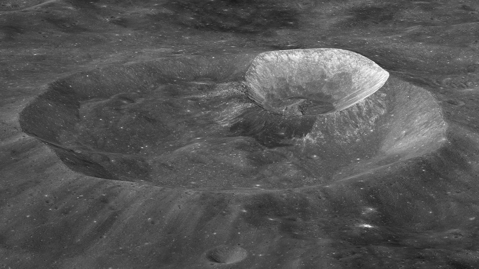 Double impact crater on the Moon.