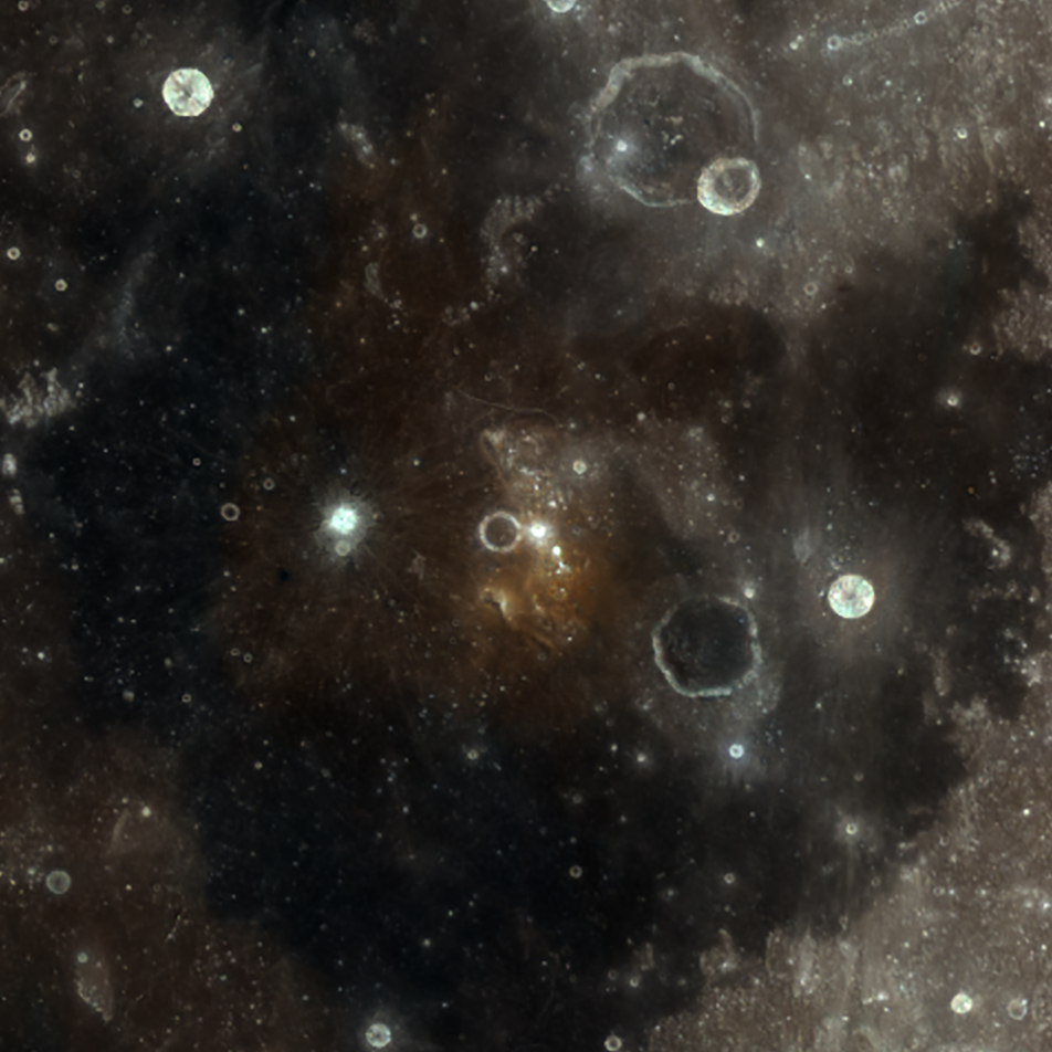 lunar surface with craters, seen from above