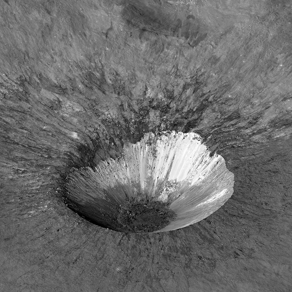 sharply defined crater 