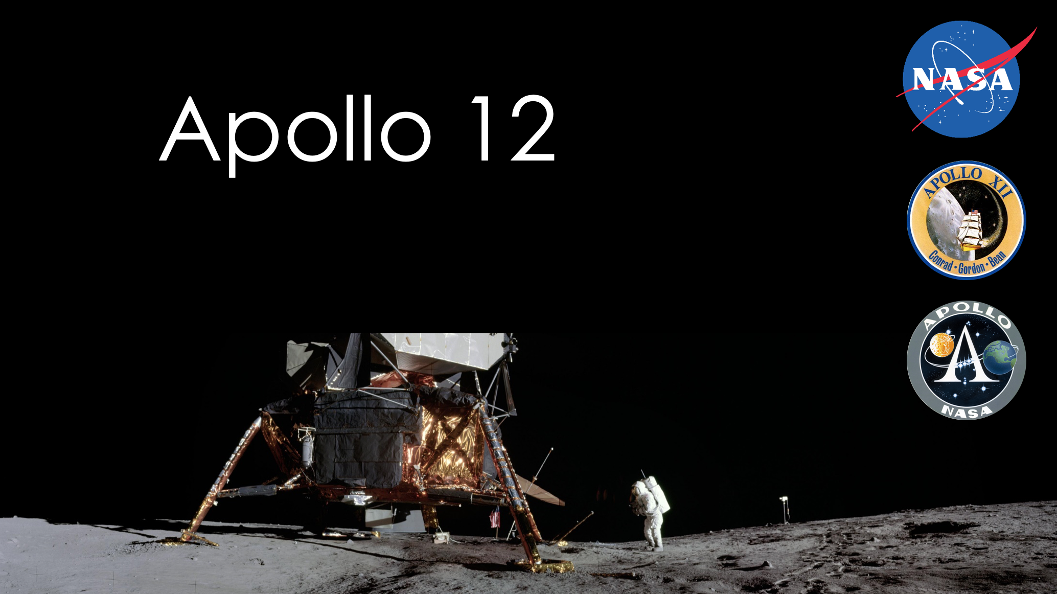 Presentation slides about Apollo 12. All slides are ADA compliant. 