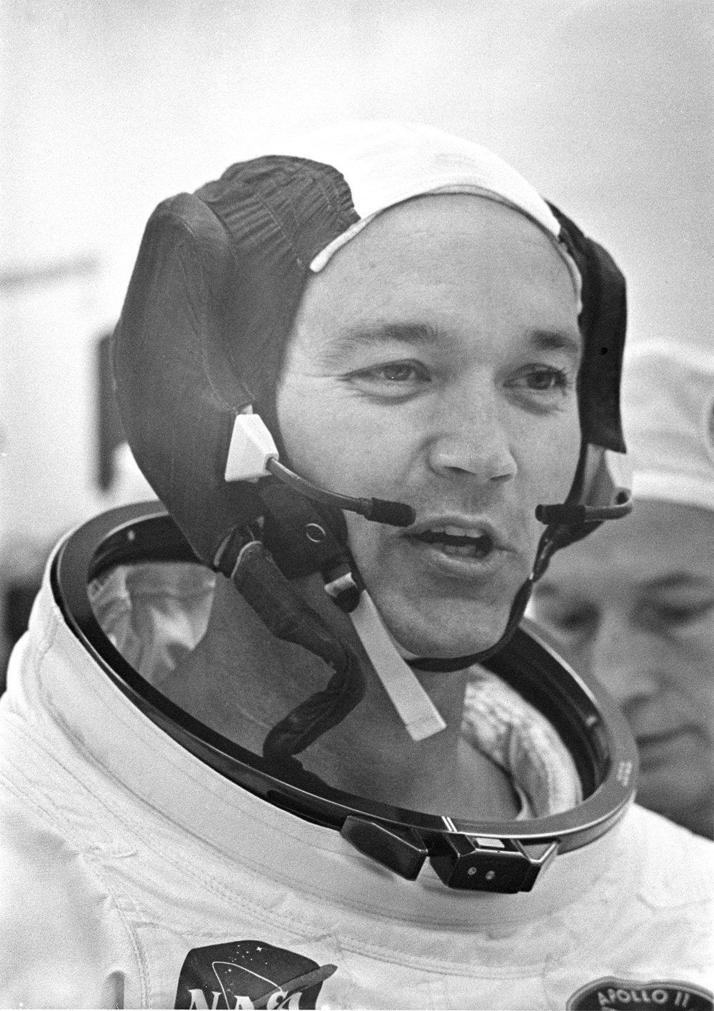 Command Module pilot Michael Collins in his space suit
