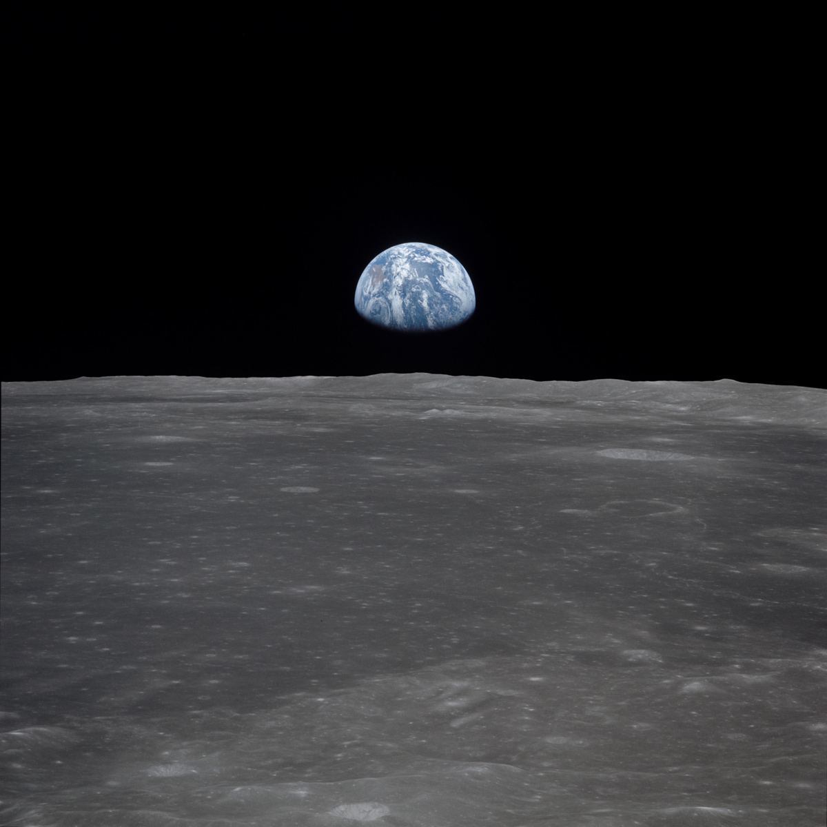 Apollo 11 Mission Image - View of Moon Limb, with Earth on the ...