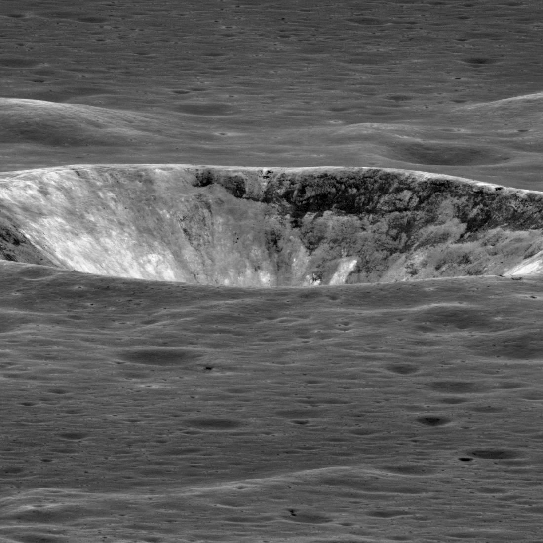 crater seen almost edge-on
