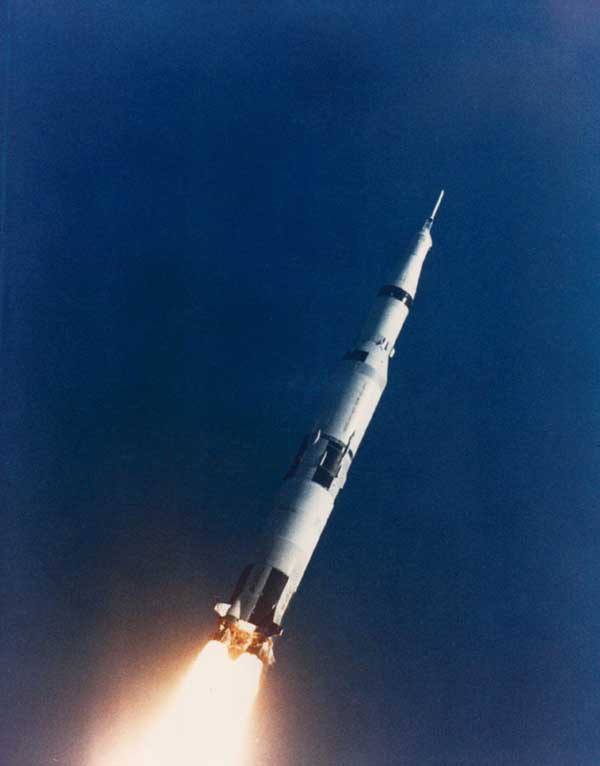 Apollo 6 spacecraft climbing to orbit