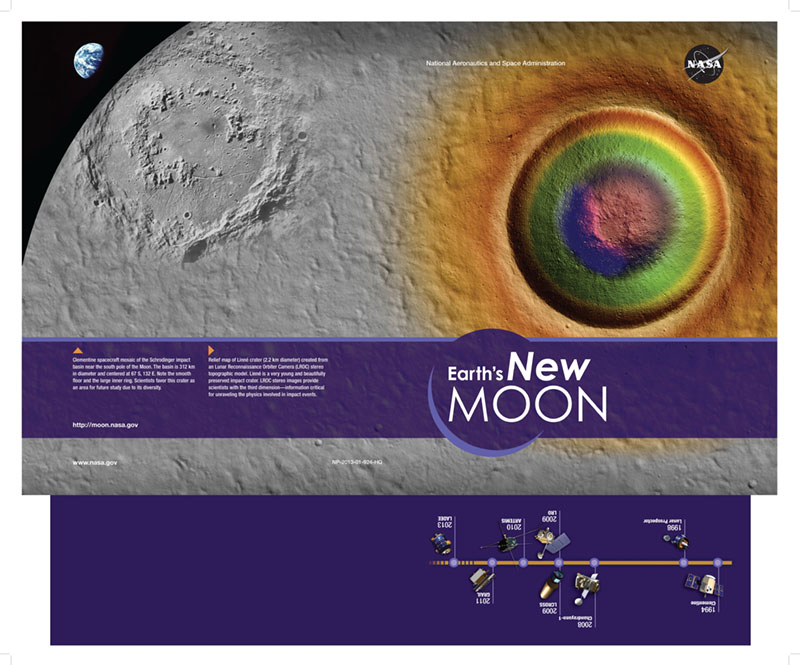 This colorful folder design focuses on our moon's stunning beauty and features a brief history of recent exploration.