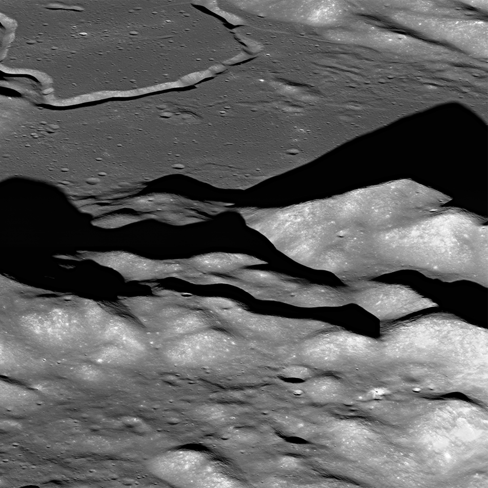 hills and valleys on the lunar surface