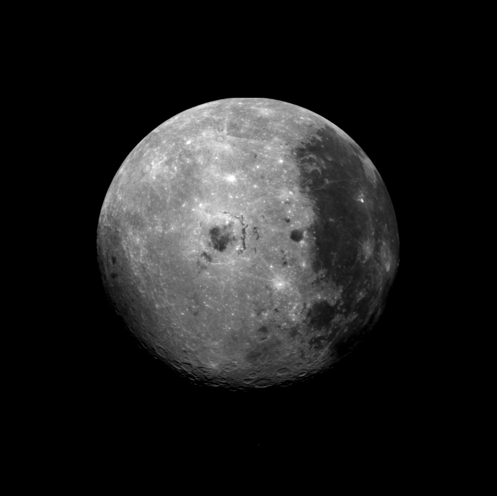 Image of the Moon as the Galileo spacecraft passed the Earth 