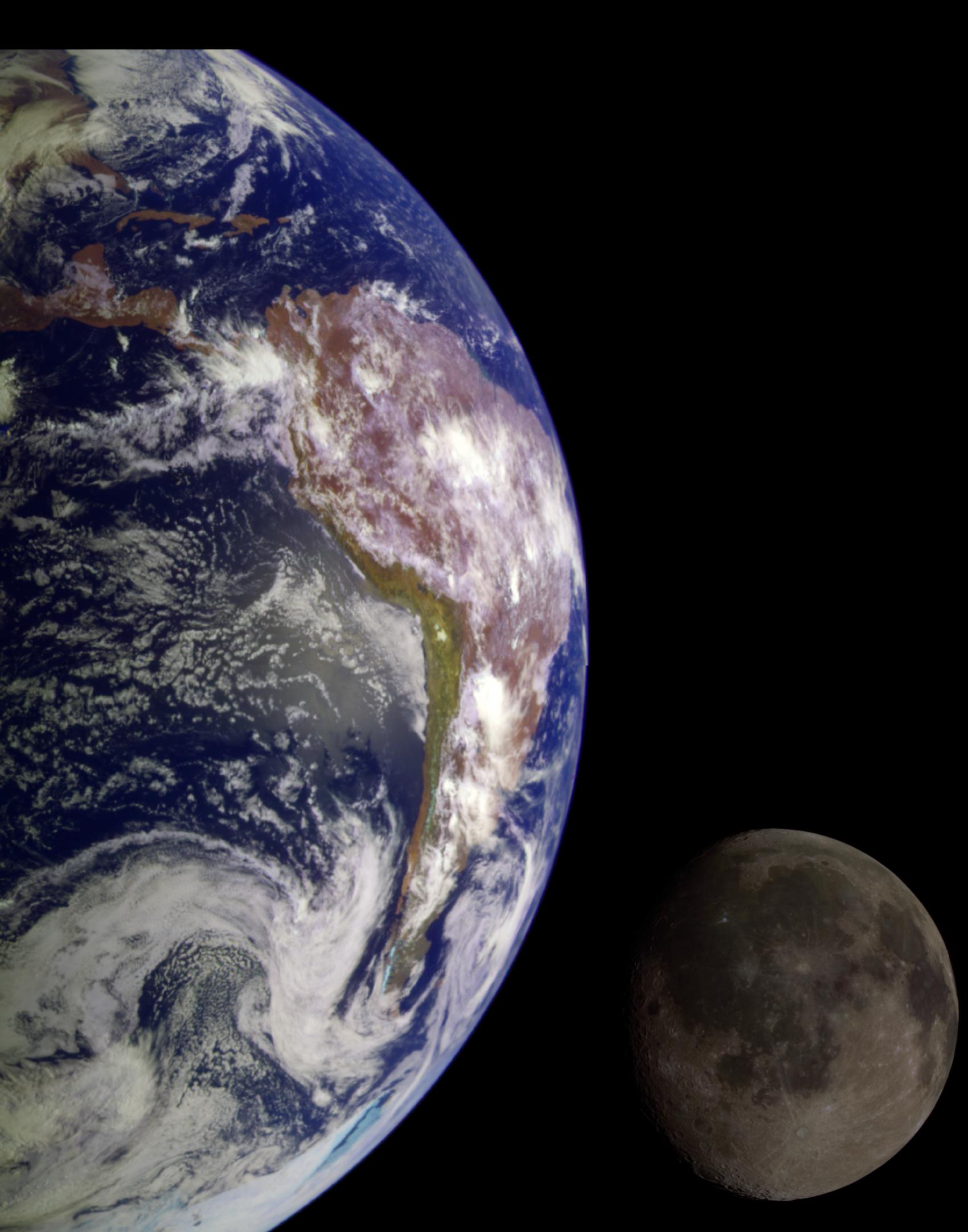large Earth with moon in the background