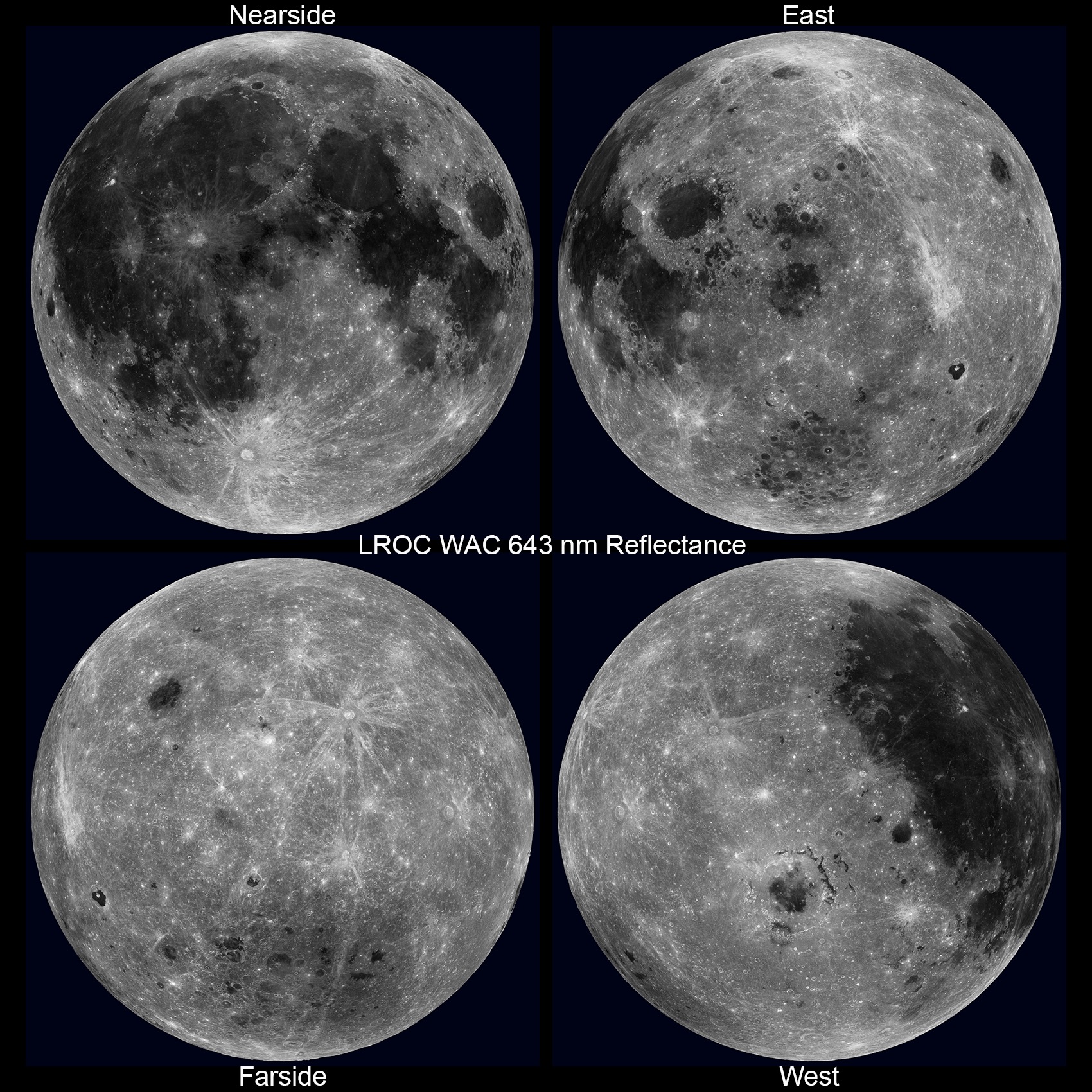 four full-disc views of the moon 