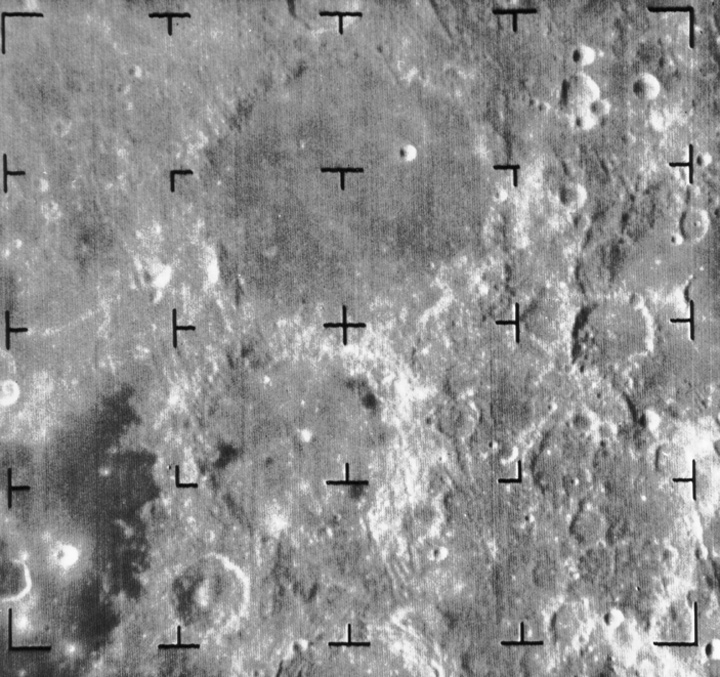 View of two large craters on the moon