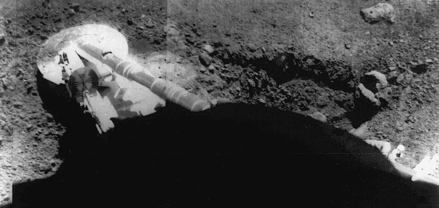Footpad of Surveyor 5 spacecraft on lunar soil