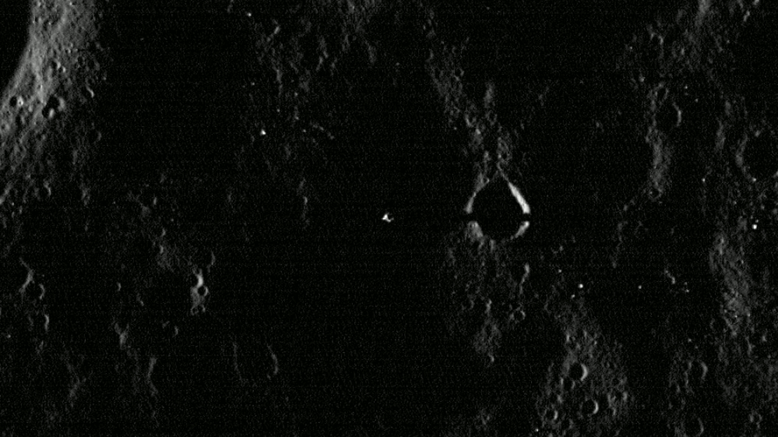 animation showing lunar surface and landing craft at different sun angles