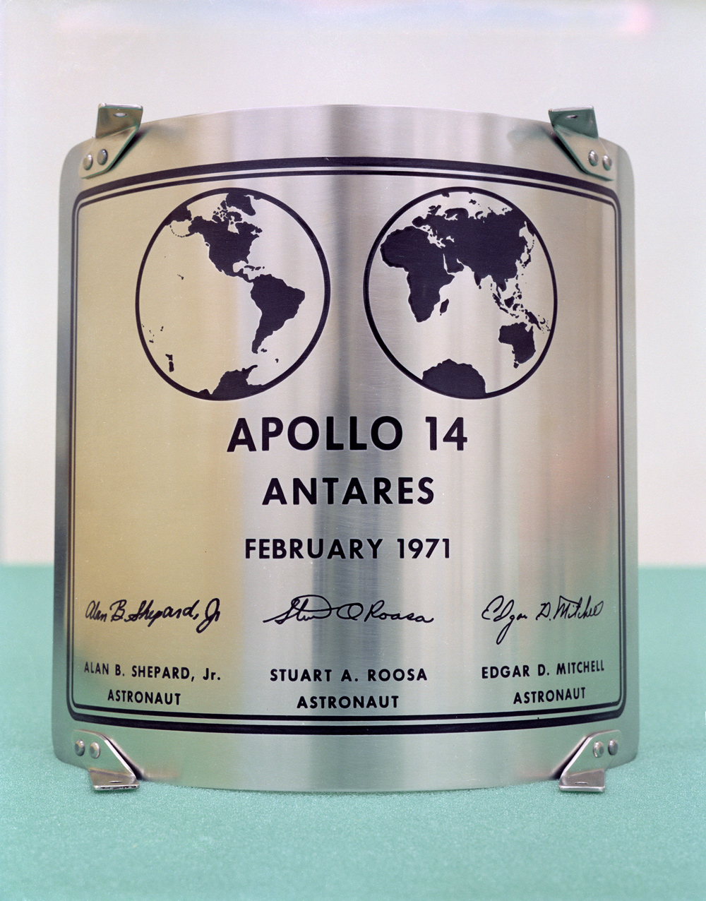 Apollo 14 plaque signed by three astronauts
