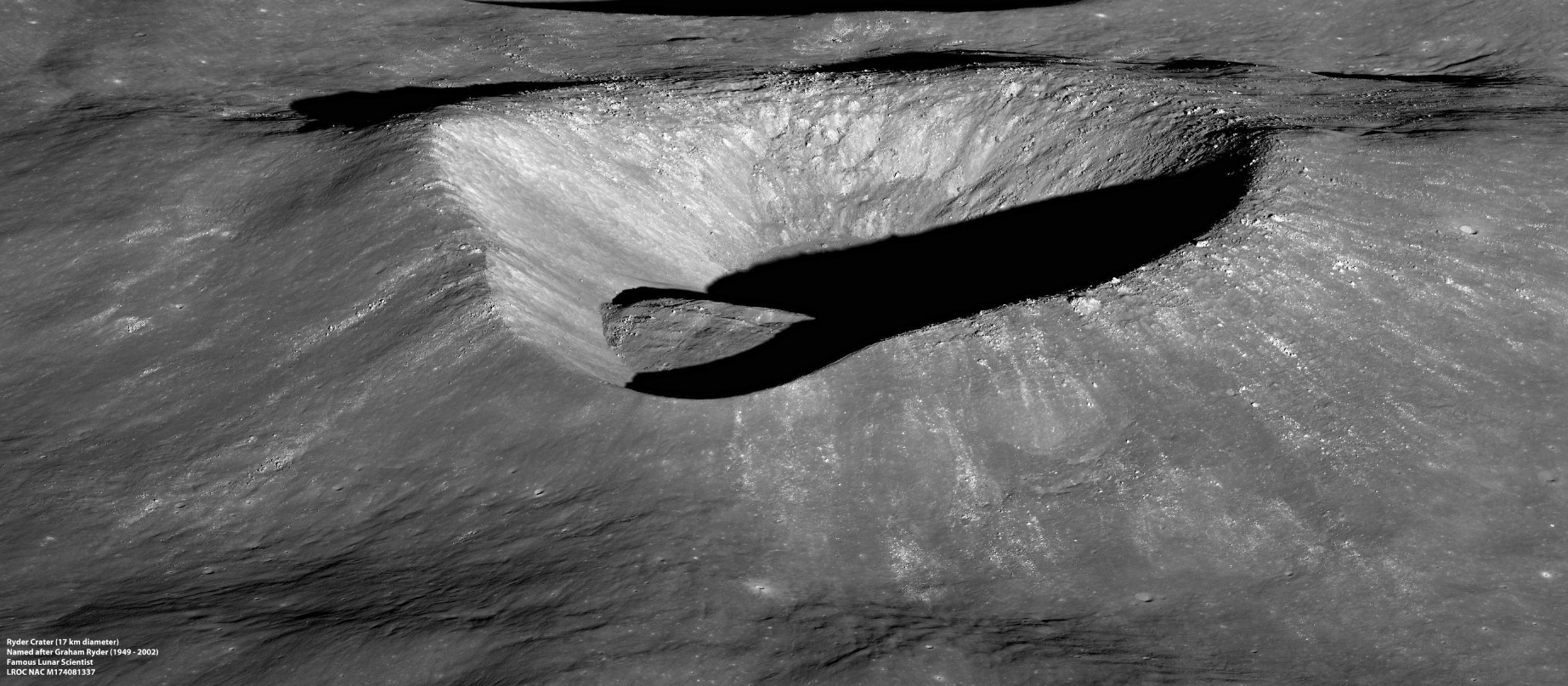 Photo of earth's moon crater Ryder