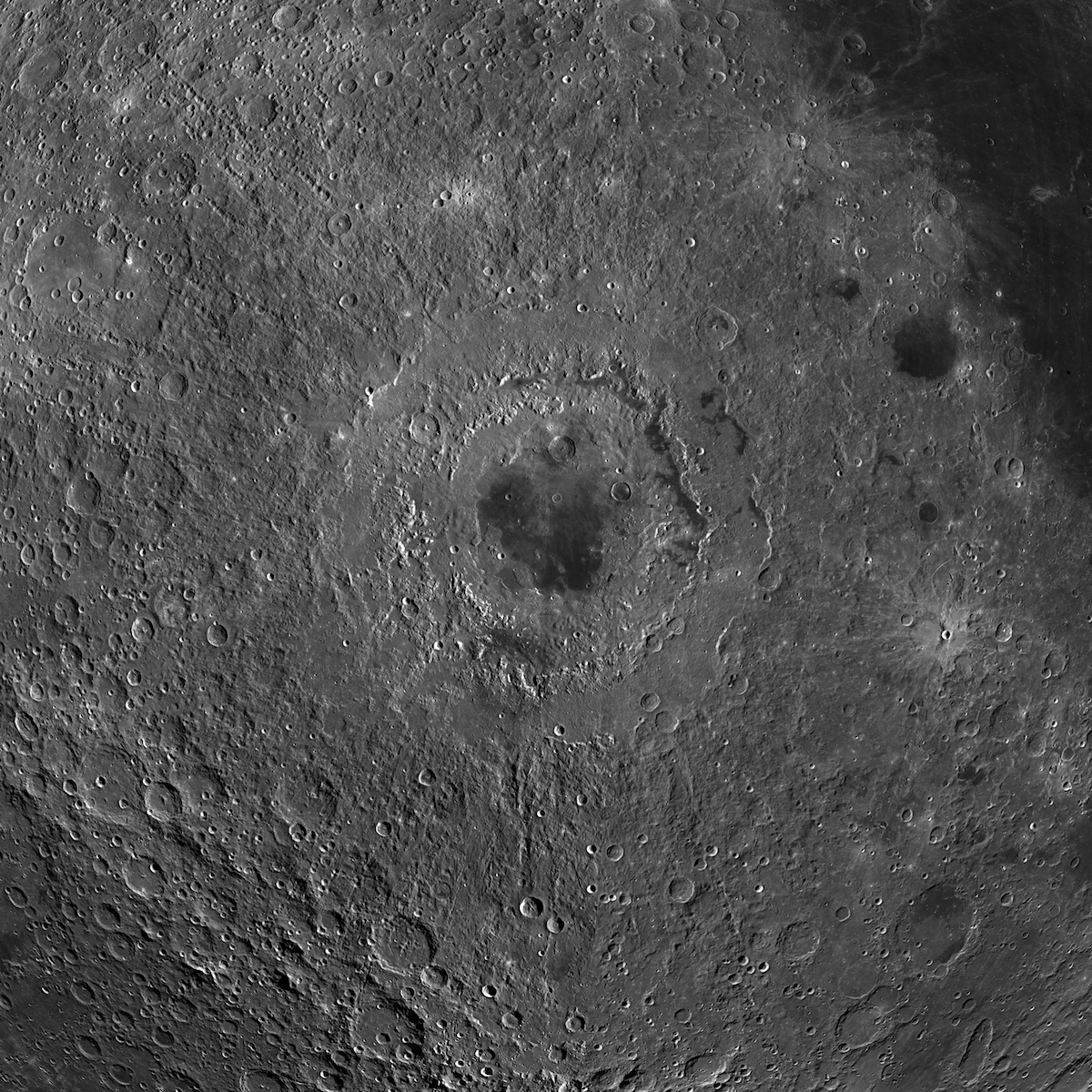 A mosaic of images from NASA's Lunar Reconnaissance Orbiter centered on the Moon's Orientale basin.