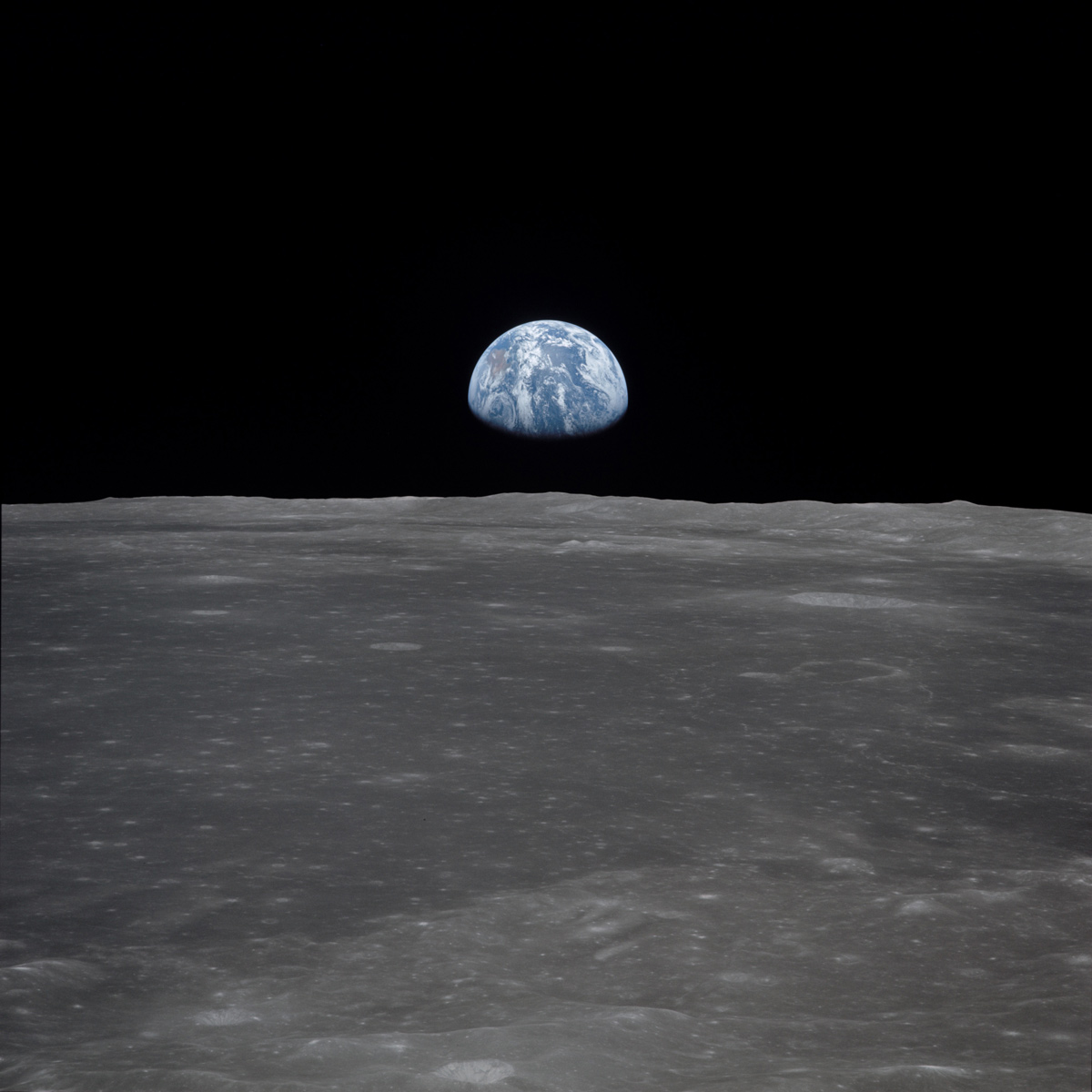 Apollo 11 Mission Image View Of Moon Limb With Earth On - 